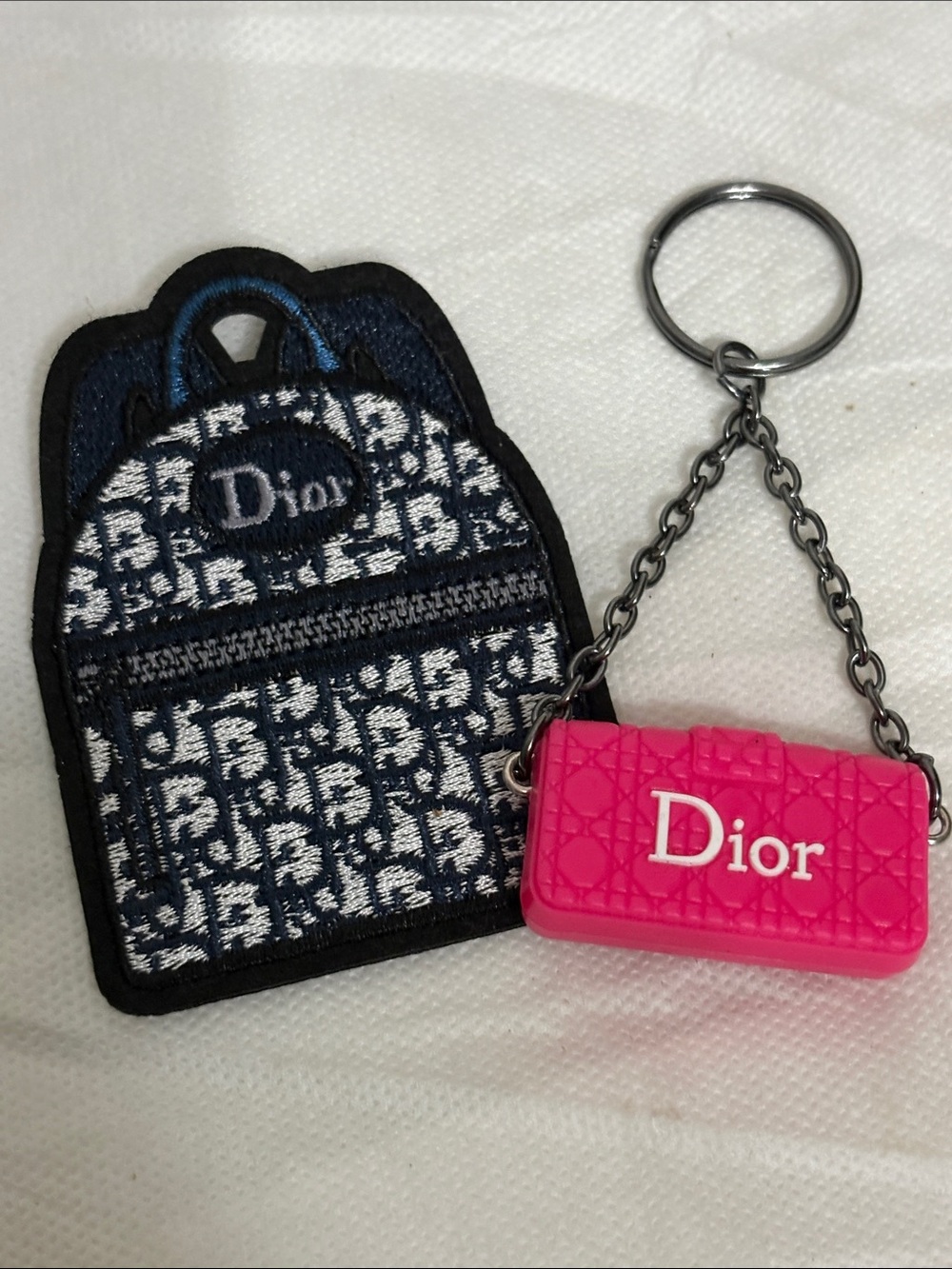 Pink Bag Keychain and Navy Patch bundle